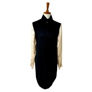 Derek Lam 10 Crosby Wool & Silk Two-Tone Shirt Dress – Detachable Collar, Size 4